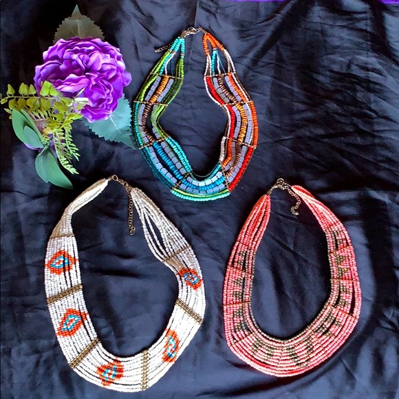 Vintage Jewelry - Lot of 4 Vintage Seed Bead Necklaces